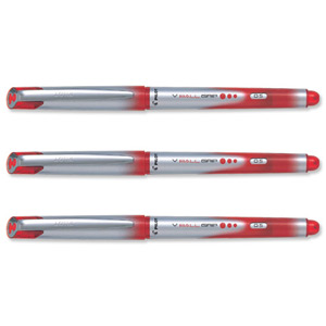 Pilot VBall VB5 Rollerball Pen with Rubber Grip 0.5mm Tip 0.3mm Line Red Ref BLNVBG5 02 [Pack 12]