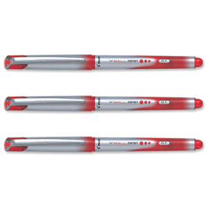 Pilot VBall VB7 Rollerball Pen with Rubber Grip 0.7mm Tip 0.4mm Line Red Ref BLNVBG7 02 [Pack 12]