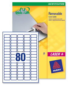 Avery Mini Labels Removable Laser 80 per Sheet 35.6x16.9mm White Ref L4732REV-25 [2000 Labels]