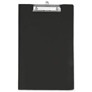 Clipboard Fold Over with Pocket and Pen Holder Foolscap Black