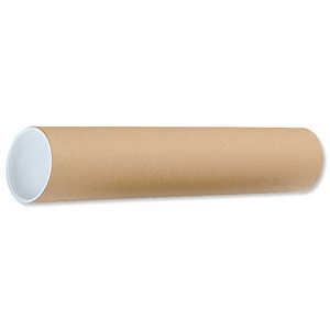 Postal Tube Cardboard with Plastic End Caps L450xDia.75mm [Pack 12]