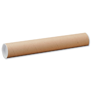 Postal Tube Cardboard with Plastic End Caps L610xDia.75mm [Pack 12]