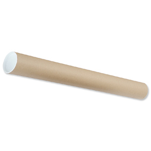 Postal Tube Cardboard with Plastic End Caps L760xDia.75mm [Pack 12]