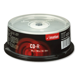 Imation CD-R Recordable Disk Write Once on Spindle 52x Speed 80Min 700MB Ref 41177 [Pack 25]