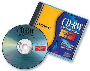 Sony CD-RW Rewritable Disk Cased 4x-10x Speed 80min 700Mb Ref CRDW700HS
