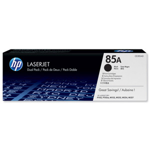 Hewlett Packard [HP] No. 85A Laser Toner Cartridge Page Life 1600pp Black Ref CE285AD [Pack 2]
