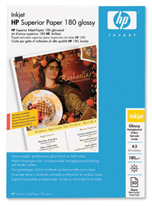 Hewlett Packard [HP] Superior Inkjet Paper Double-sided Glossy 180gsm A3 Ref C6821A [50 Sheets]
