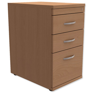 Trexus Filing Pedestal Desk High Soft Close 3 Drawers W400xD600xH725mm Oak
