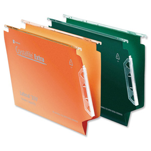 Rexel Crystalfile Extra Lateral File Polypropylene V-base 15mm W330mm Orange Ref [Pack 25] 300120