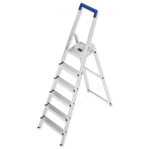Folding Aluminium Ladder 6 Non Slip Ribbed Steps 5.5kg