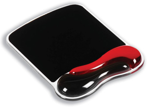 Kensington Duo Mouse Mat Pad with Wrist Rest Gel Wave Red and Black Ref 62402