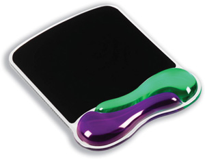 Kensington Duo Mouse Mat Pad with Wrist Rest Gel Wave Green and Purple Ref 62400