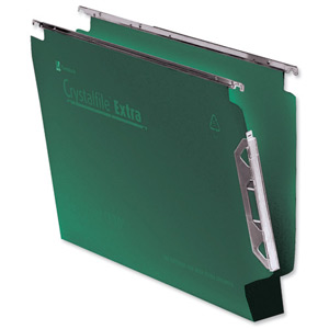 Rexel Crystalfile Extra Lateral File Polypropylene Square-base 30mm W330mm Green Ref 300122 [Pack 25]