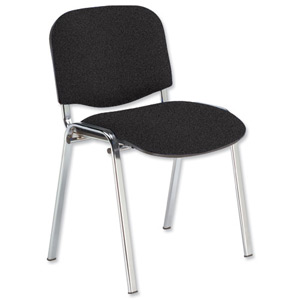 Trexus Stacking Chair Chrome Frame with Upholstered Seat W480xD420xH500mm Charcoal