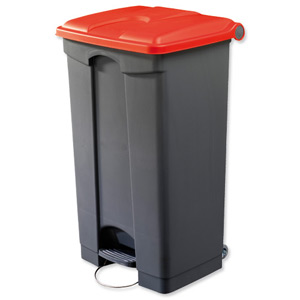 EcoStep Bin 90 Litre Red Lid Grey Ref SPICEECO90STEP1