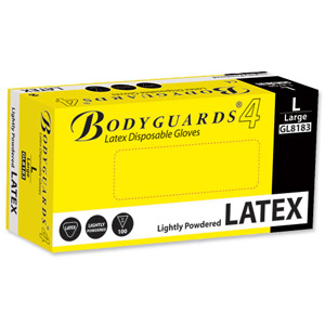 Polyco Bodyguards4 Powdered Disposable Latex Gloves Large Ref GL8183 [Pack 100]