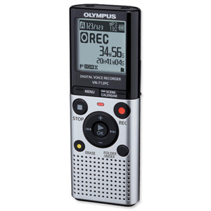 Olympus VN-712PC Voice Recorder USB MicroSDHC MP3 WMA 2GB 823Hrs LP 5x200 Messages Ref V405161SE000