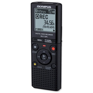 Olympus VN-713PC Voice Recorder USB MicroSDHC MP3 WMA 4GB 1626Hrs LP 5x200 Messages Ref V405181BE000