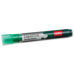 Nobo Liquid Ink Drymarker Drywipe Flipchart OHP Bullet Tip Line Width 3mm Green Ref 1901076 [Pack 12]