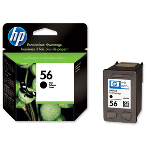 Hewlett Packard [HP] No. 56 Inkjet Cartridge Page Life 520pp 19ml Black Ref C6656AE