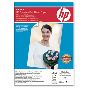 Hewlett Packard [HP] Premium Plus Photo Paper Glossy 280gsm A4 Ref Q1786A [50 Sheets]