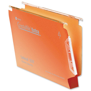 Rexel Crystalfile Extra Lateral File Polypropylene Square-base 30mm W330mm Orange Ref 300125 [Pack 25]