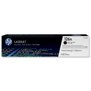 Hewlett Packard [HP] No. 126A Laser Toner Cartridge Page Life 1200pp Black Ref CE310AD [Pack 2]