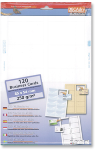 DECAdry MicroLine Business Cards 250gsm White Ref SCW6260 [120 Cards]