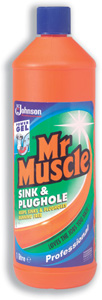 Mr Muscle Sink and Plughole Cleaner Professional Bactericidal Deodorant 1 Litre Ref N01837