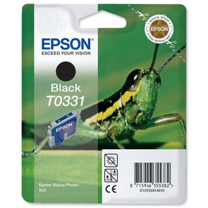Epson T0331 Inkjet Cartridge Intellidge Grasshopper Page Life 628pp Black Ref C13T03314010 Ident: 803E