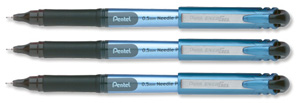 Pentel Energel Rollerball Pen Needle Point 0.5mm Tip 0.25mm Line Black Ref BLN15-A [Pack 12]