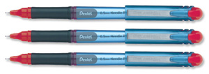 Pentel Energel Rollerball Pen Needle Point 0.5mm Tip 0.25mm Line Red Ref BLN15-B [Pack 12]
