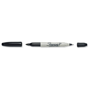 Sharpie Twin Tip Permanent Marker Alcohol-based 1.5mm and 0.4mm Line Black Ref S0811100 [Pack 12]