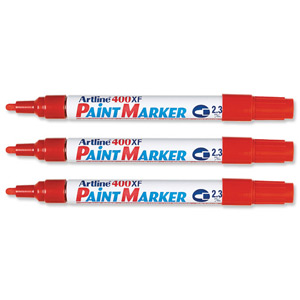 Artline 400 Paint Markers for Outdoor or Industrial Use Bullet Tip 2.3mm Line Red Ref A4002 [Pack 12]