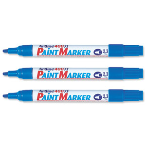 Artline 400 Paint Markers for Outdoor or Industrial Use Bullet Tip 2.3mm Line Blue Ref A4003 [Pack 12]