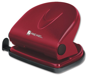 Rexel V212 Punch 2-Hole Robust Metal Capacity 12x 80gsm Red Ref 2100757