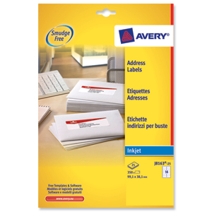 Avery Quick DRY Addressing Labels Inkjet 14 per Sheet 99.1x38.1mm White Ref J8163-25 [350 Labels]