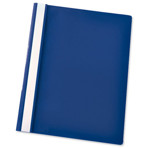 Esselte Report Flat File Lightweight Plastic Clear Front A4 Dark Blue Ref 28315 [Pack 25]