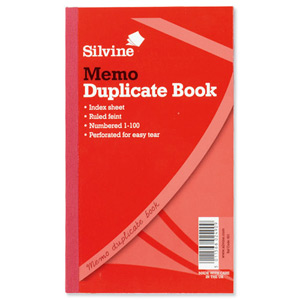 Silvine Duplicate Book Memo Ruled Feint 1-100 210x127mm Ref 601 [Pack 6]
