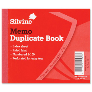 Silvine Duplicate Book Memo Ruled Feint 1-100 102x127mm Ref 603 [Pack 12]