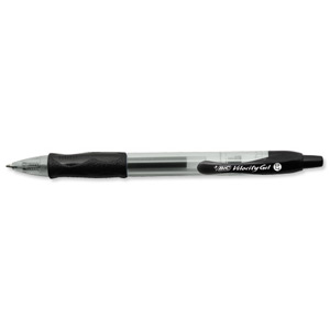 Bic Velocity Gel Rollerball Pen Comfort Grip Retractable 0.7mm Tip 0.3mm Line Black Ref 820565 [Pack 12]