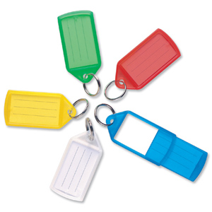 Key Hanger Sliding with Fob Label Area 55x30mm Tag Size Large 75x37mm Assorted [Pack 10]