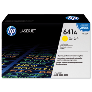 Hewlett Packard [HP] No. 641A Laser Toner Cartridge Page Life 8000pp Yellow Ref C9722A Ident: 818A