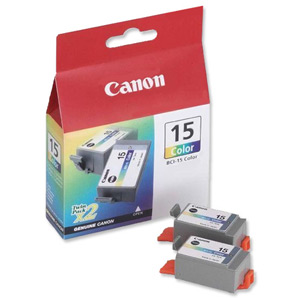 Canon BCI-15C Inkjet Cartridge Page Life 160pp Colour Ref 8191A002 [Pack 2]