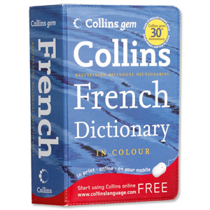 Collins Gem French Dictionary with Colour Headwords and Travel Phrase Supplement Ref 0007284474
