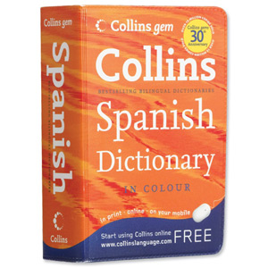 Collins Gem Spanish Dictionary with Colour Headwords and Travel Phrase Supplement Ref 0007284498