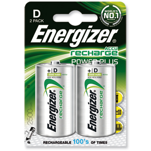 Energizer Battery Rechargeable Advanced Size D 1.2V NiMH 2500mAh HR20 Ref 626149 [Pack 2]