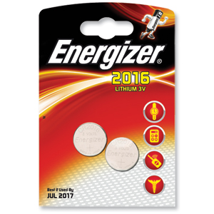 Energizer CR2016 Battery Lithium for Small Electronics 5000LC 90mAh 3V Ref 626986 [Pack 2]