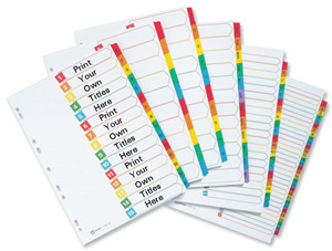 Avery Index Multipunched with Coloured Mylar Tabs 10-Part A4 White Ref 05468501