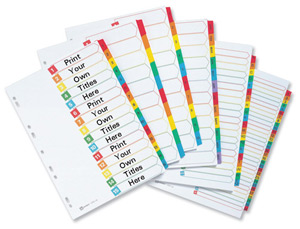 Avery Index Multipunched with Coloured Mylar Tabs 1-15 A4 White Ref 05215501
